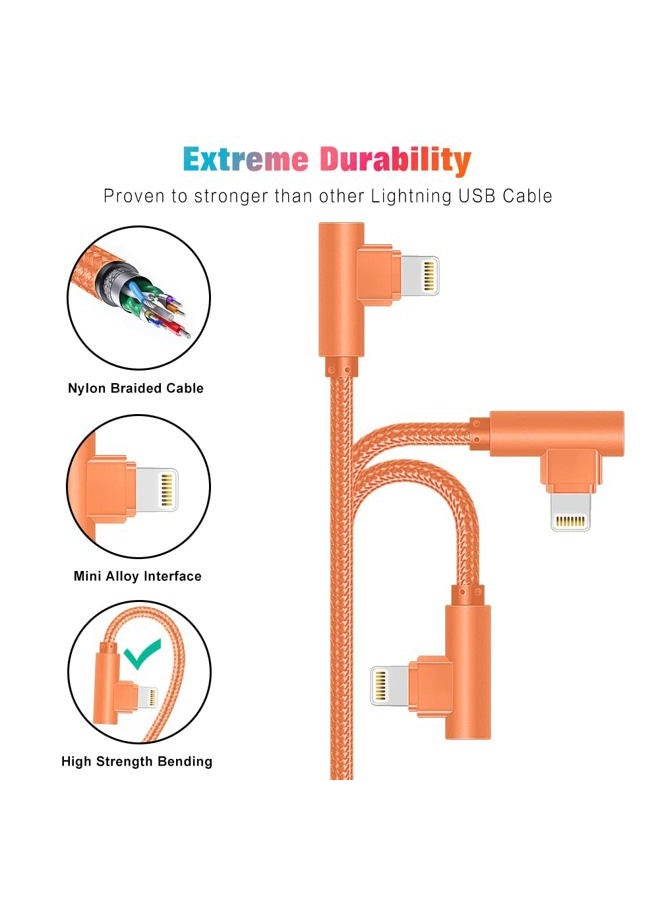 Exeric iPhone Charger, 3 Packs 10FT 90 Degree Charging Cable MFi Certified USB Lightning Cable Nylon Braided Fast Charging Cord Compatible for iPhone 13/12/11/X/Max/8/7/6/6S/5/5S/SE/Plus/iPad (10FT) - Image 5
